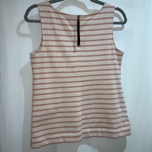 Loft striped top Sz XSP decorative back zipper sleeveless cotton - Picture 2 of 4